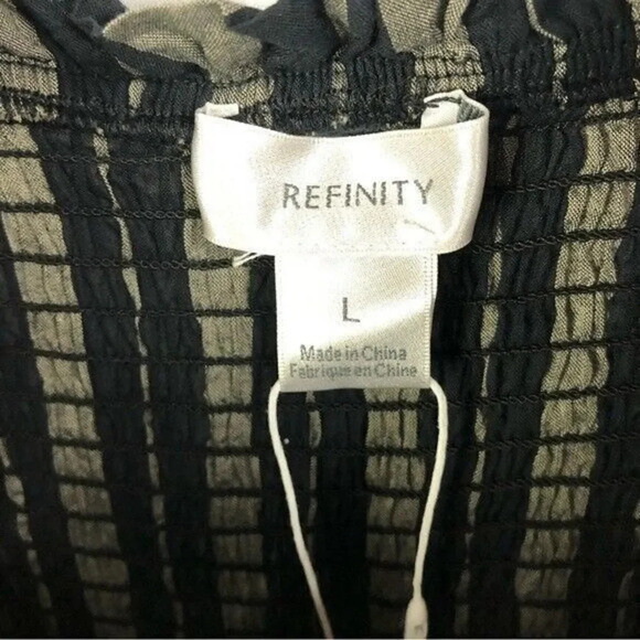 Refinity Green & Black Maxi Stripe Safari Smocked Maxi Dress L - Picture 6 of 6